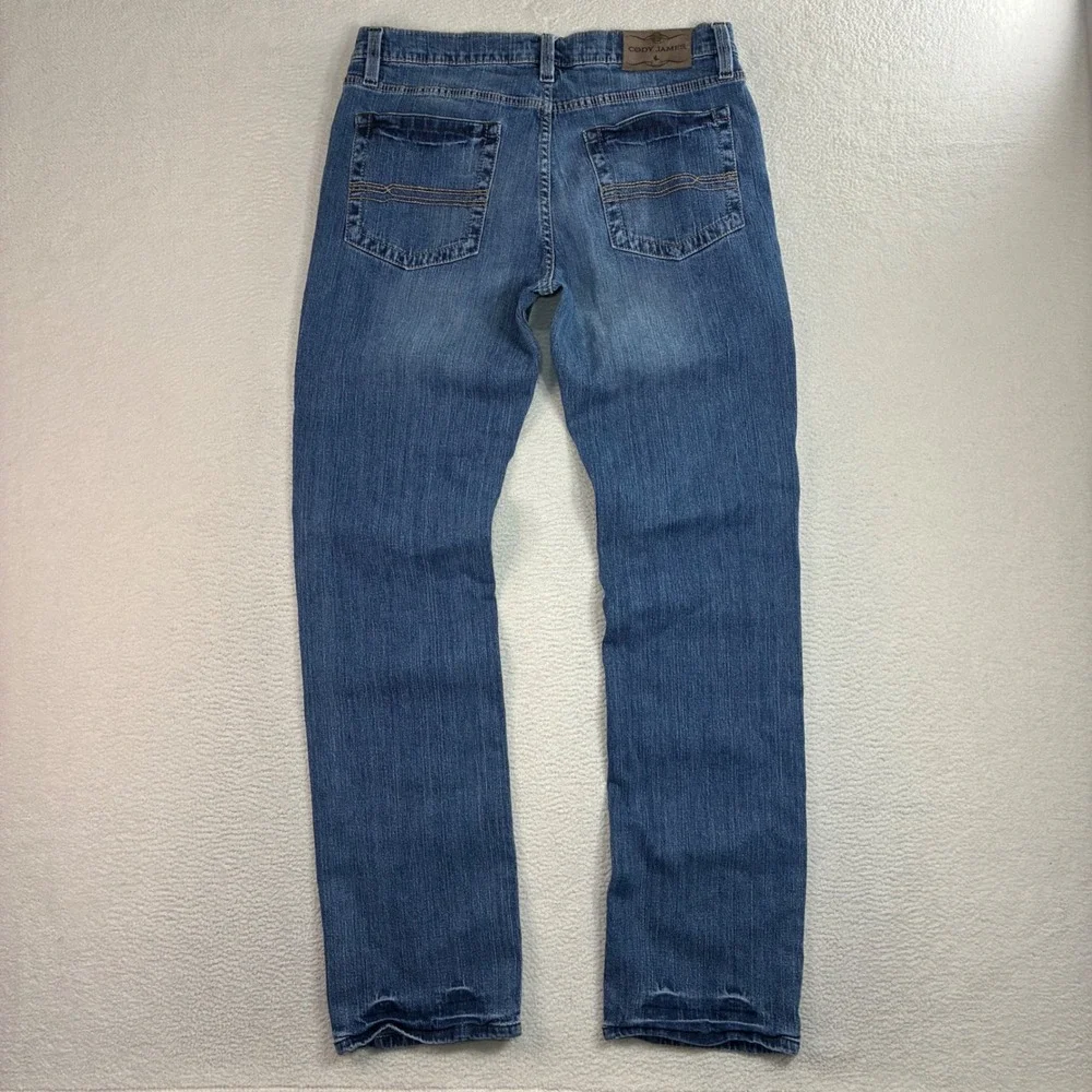 Cody James Jeans Men 33x34 Blue Faded Whiskered Straight Bootcut Western Cowboy